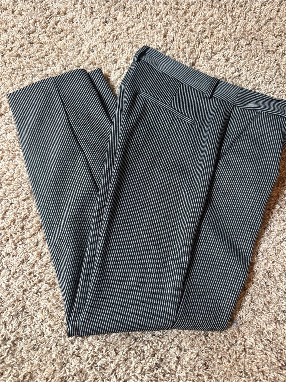 Express Black and gray Columnist Pinstripe Cropped Trousers
